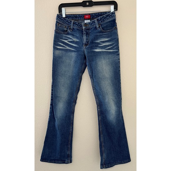 Mossimo Denim - Mossimo Stretch Size 3 Y2K Jeans Indigo Faded Mid-Rise Flared Boot Cut